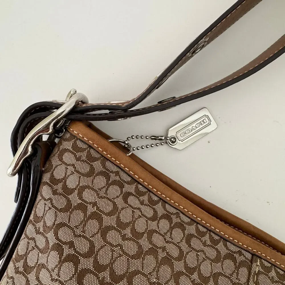 Coach Signature Canvas Crossbody Convertible Shoulder Bag Tan/Brown F10417